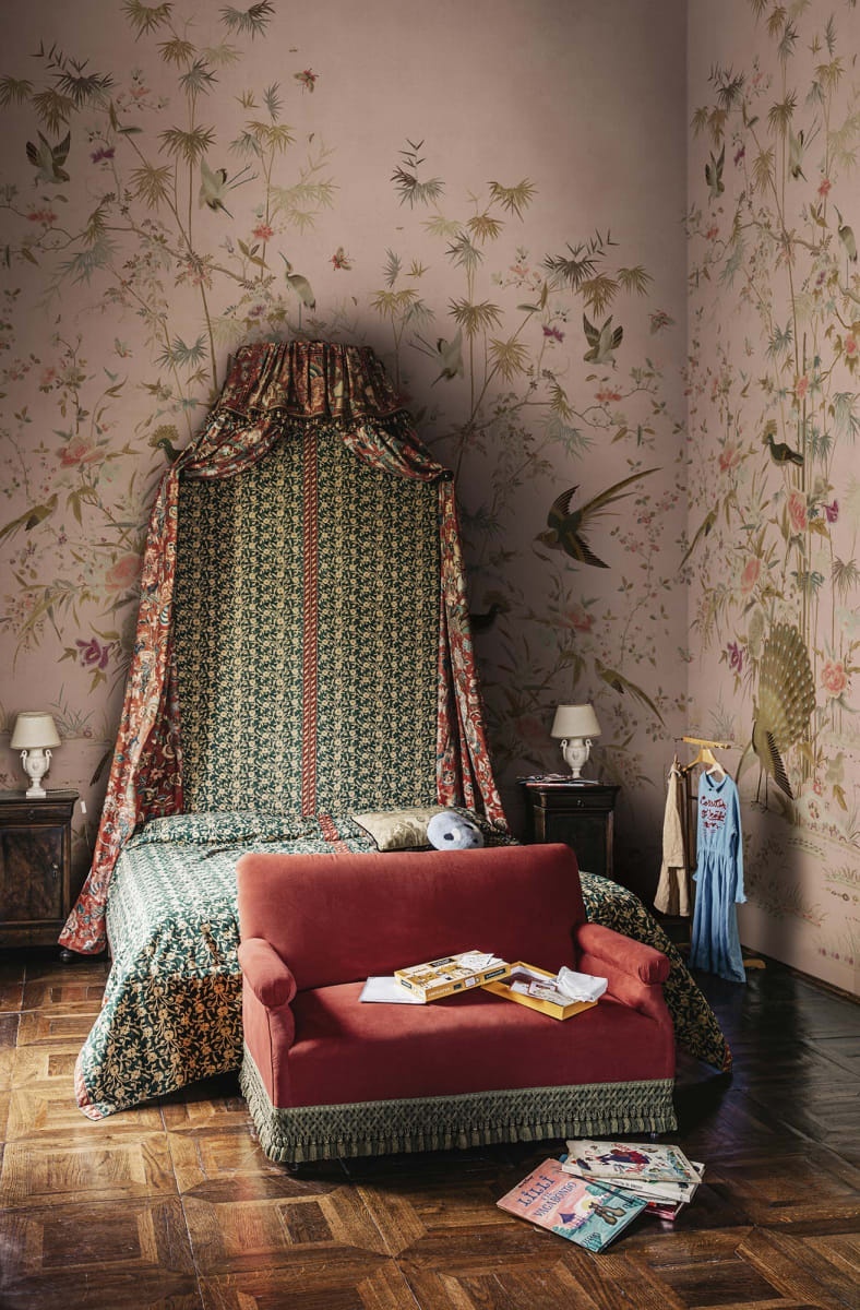 Fototapet lavabil, Chinoiserie Garden, Pink, Sandberg