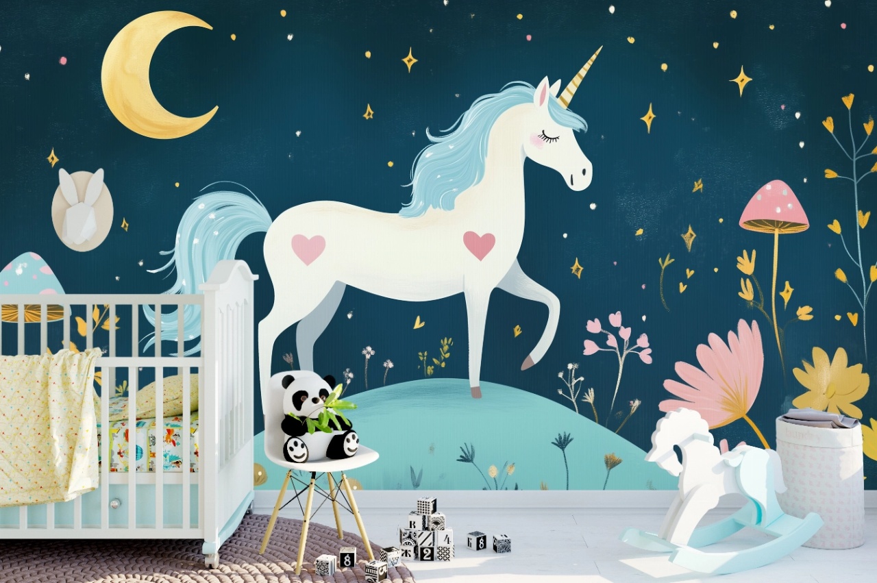 Fototapet copii, Moon Unicorn 018