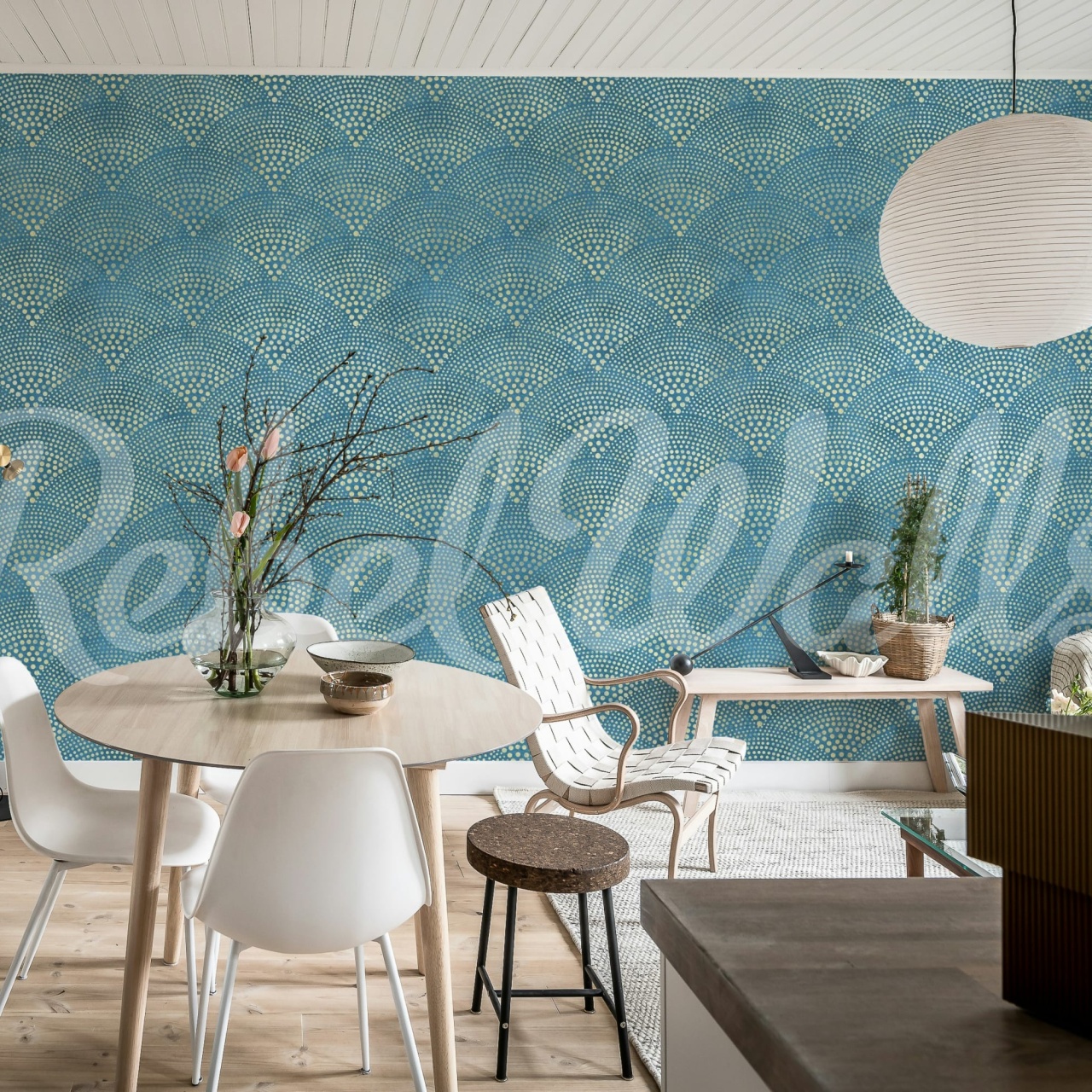 Fototapet, Shimmer Fan, Blue, Rebel Walls