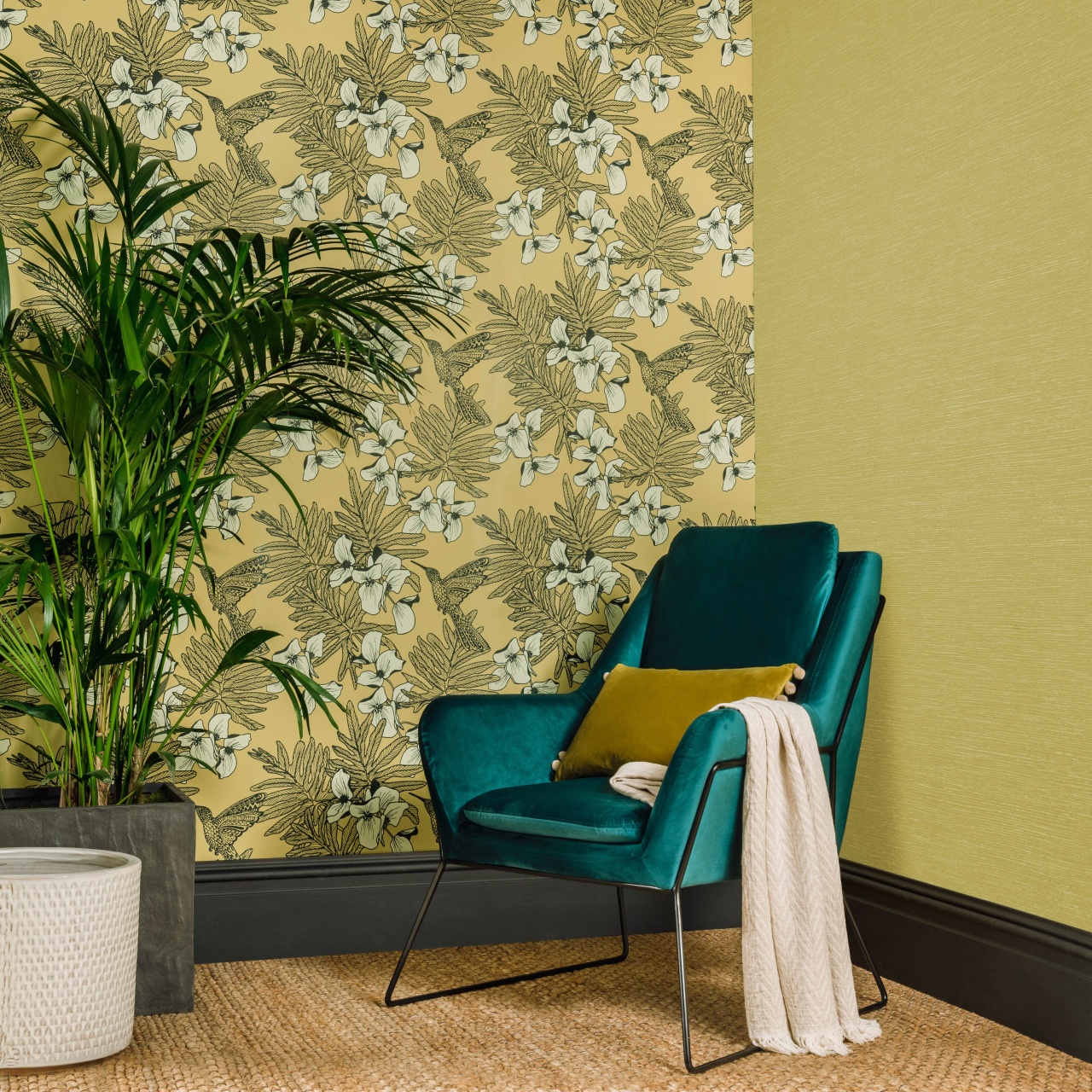 Tapet, Raffia, Mustard Yellow Luxury Plain, 1838 Wallcoverings, 5.3mp / rola