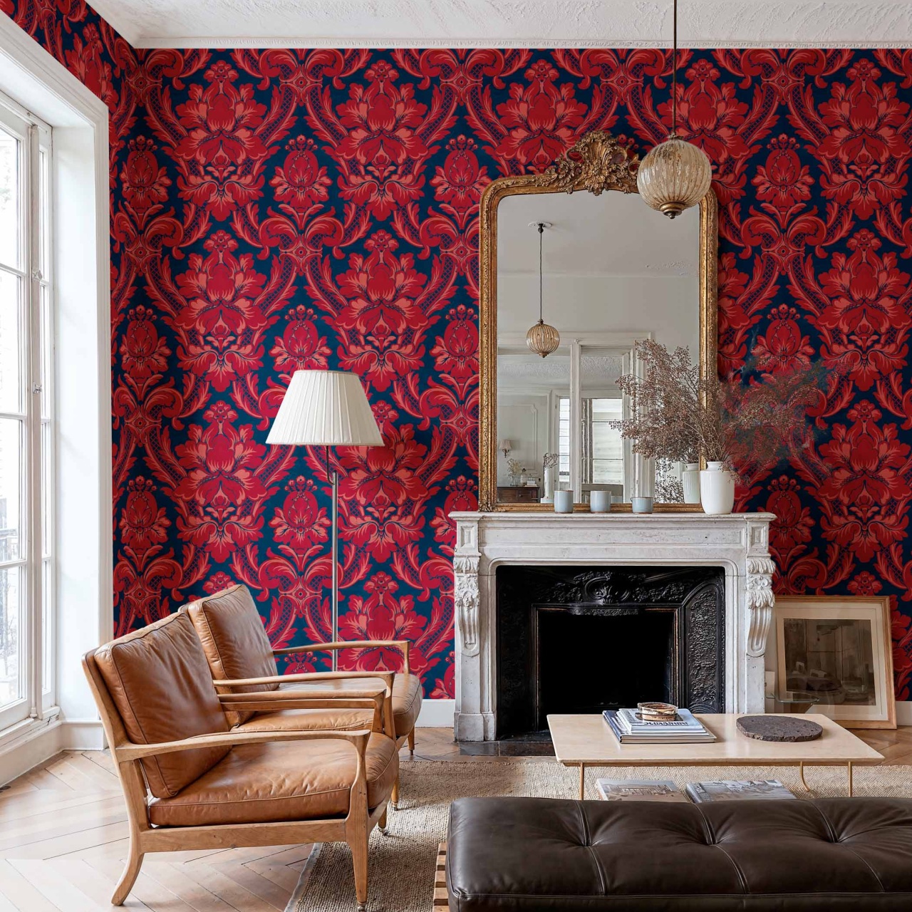Tapet Venetian Damask, Vermilion, Coordonne, 5mp / rola
