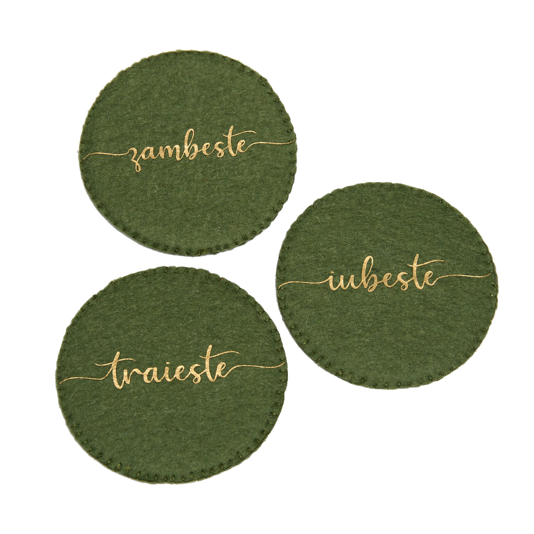 Set suporturi de pahare cu mesaj - Handmade - Verde | FriendlyGifts
