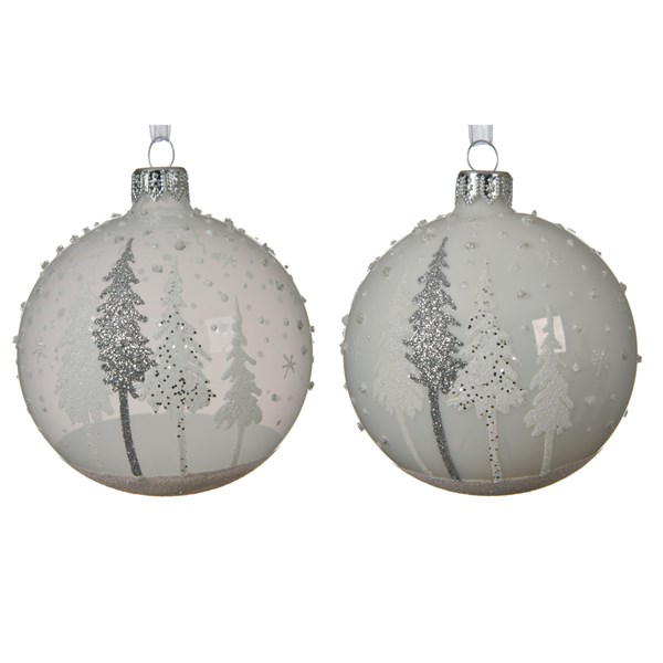 Glob decorativ - Bauble Glass Enamel, Enamel Unsilvered Trees - mai multe modele  | Kaemingk
