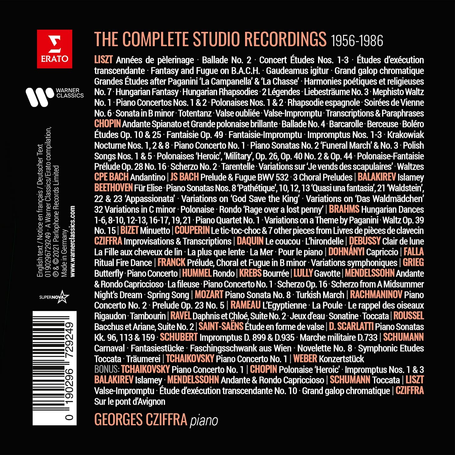 Georges Cziffra: The Complete Studio Recordings 1956-1986 (41CD Box Set) | Georges Cziffra