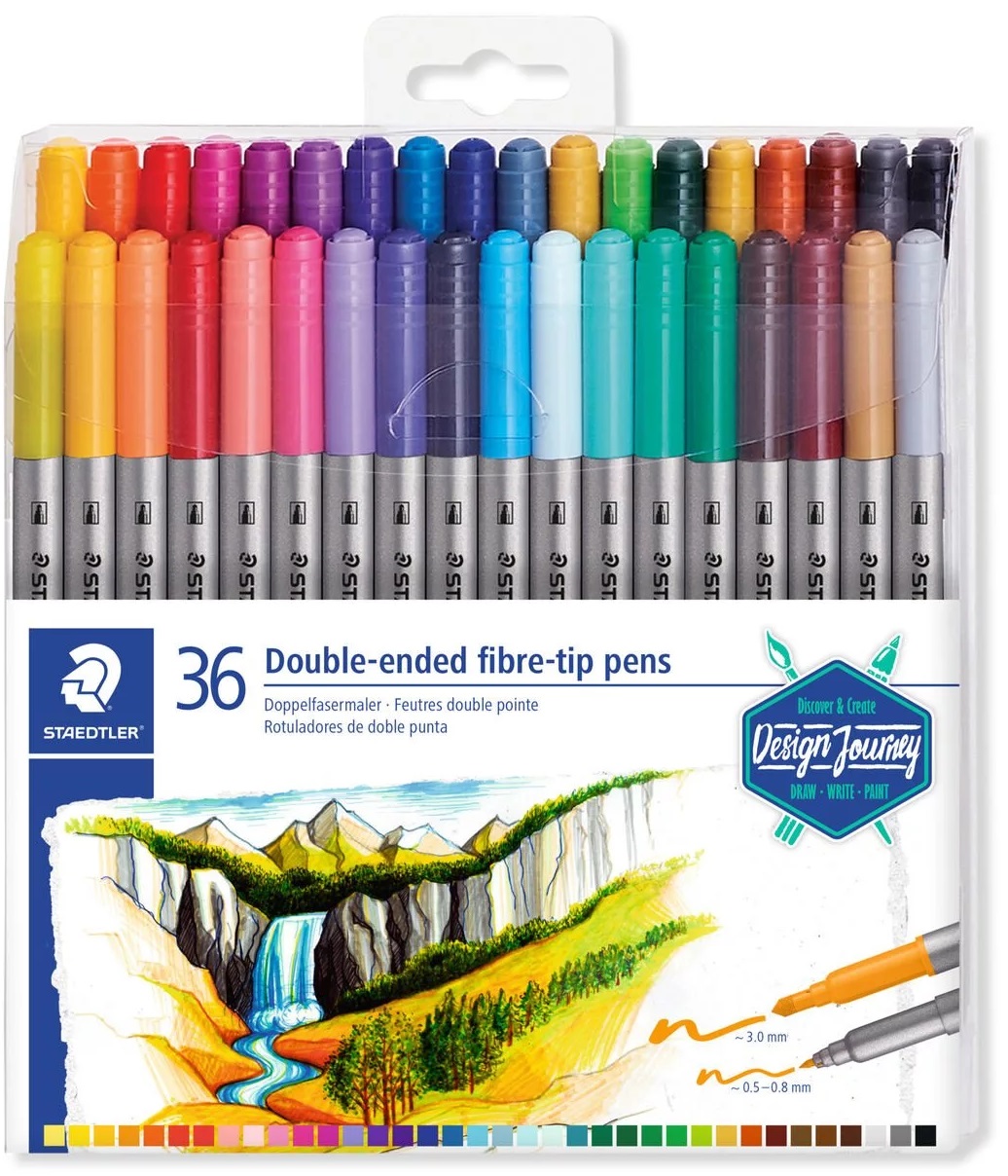 Set 36 carioci cu doua capete - Design Journey 3200 | Staedtler