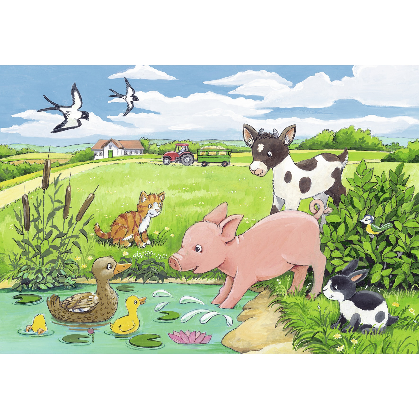 Puzzle 2x12 piese - Pui de Animale la Ferma | Ravensburger