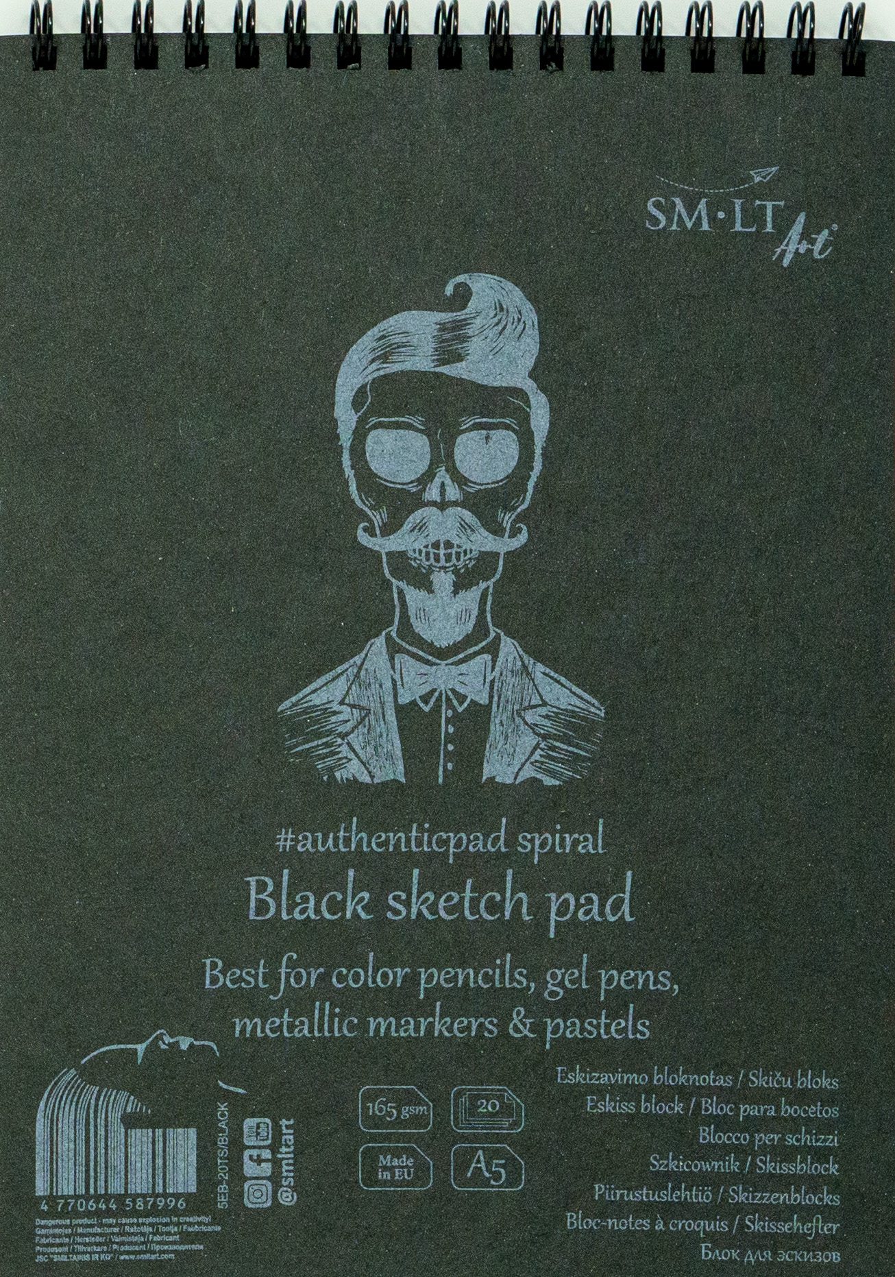 Bloc desen A5 - Authentic Spiral - Black Paper | SMLT Art