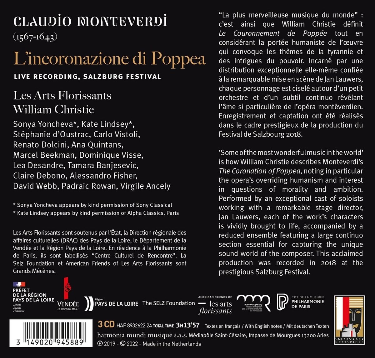Monteverdi: L'incoronazione di Poppea | Claudio Monteverdi, Les Arts Florissants, William Christie