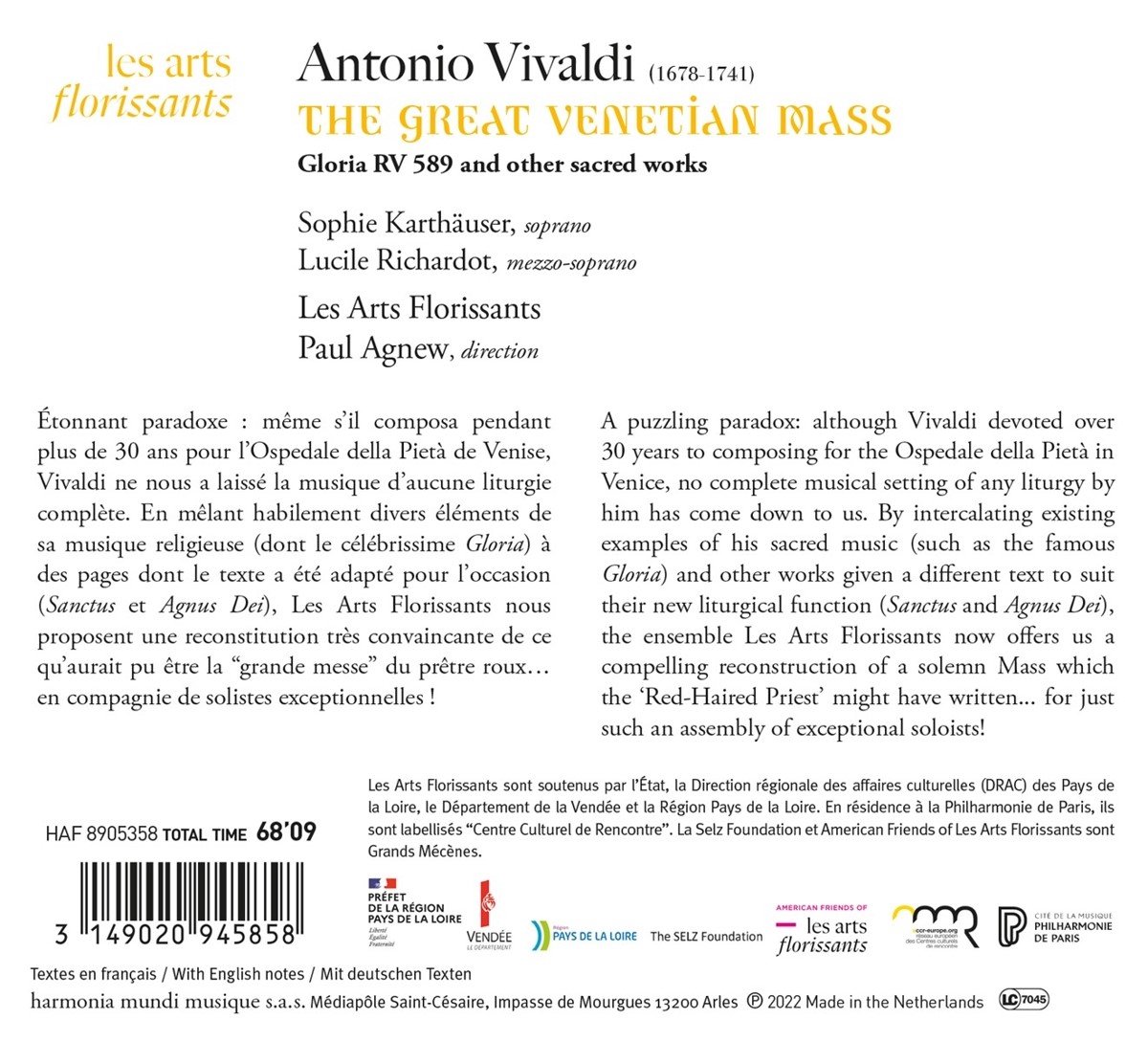 Vivaldi: The Great Venetian Mass | Antonio Vivaldi, Les Arts Florissants, Paul Agnew