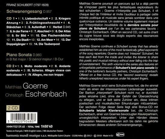 Schubert: Schwanengesang | Franz Schubert, Matthias Goerne, Christoph Eschenbach