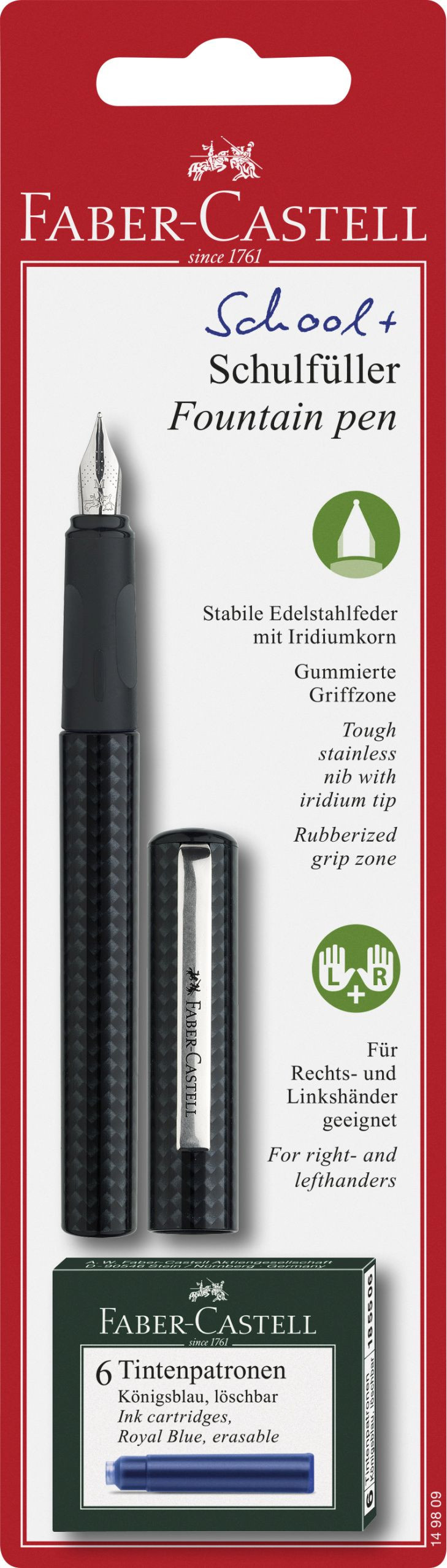 Stilou - School + 6 patroane - Carbon | Faber-Castell