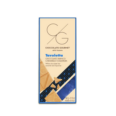 Comprimate de ciocolata alba cu caramel si liquirizia  | T'A Milano