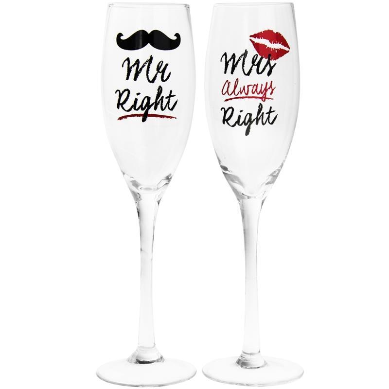 Set 2 pahare pentru sampanie - Mr Right and Mrs Always Right | Lesser & Pavey