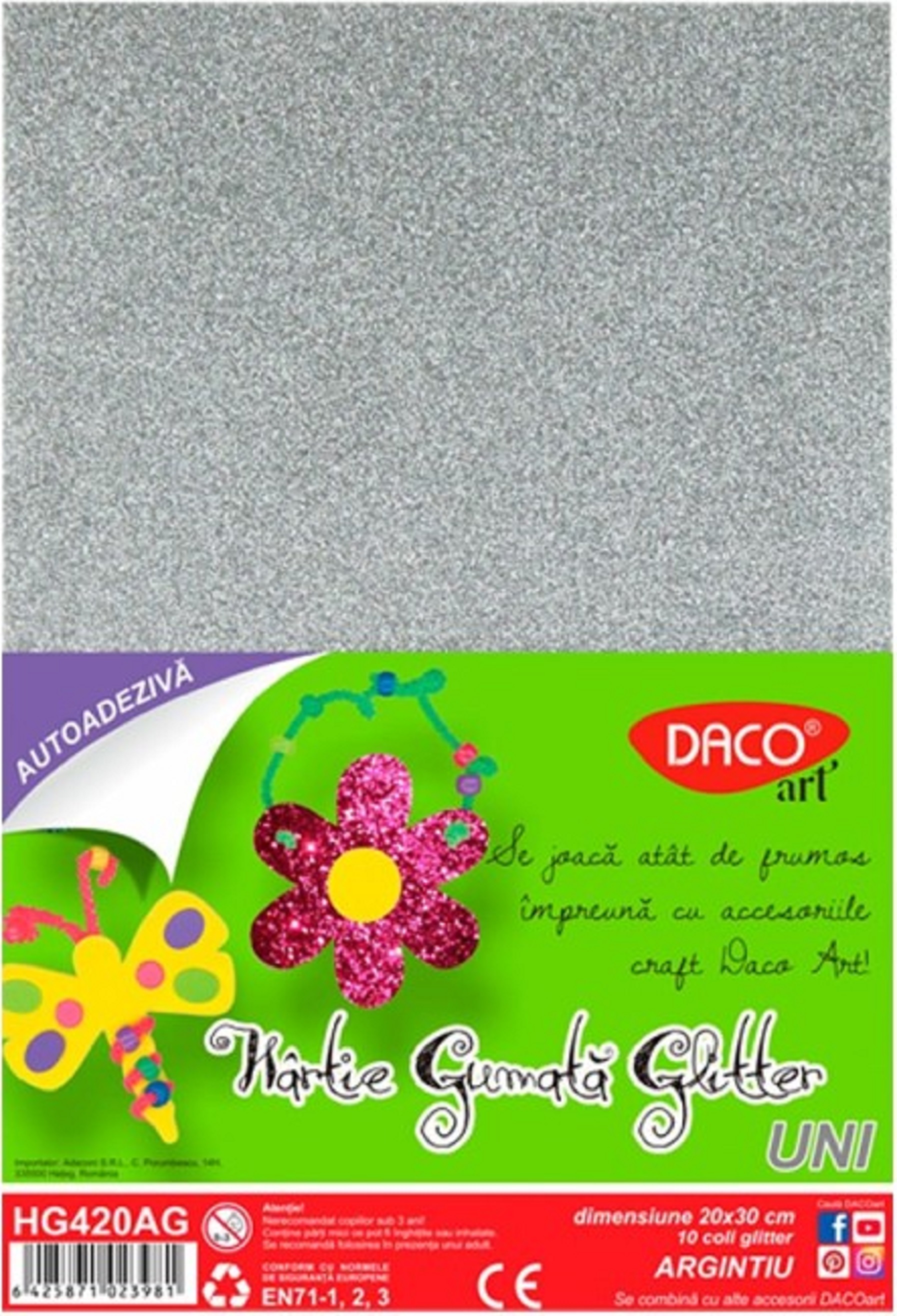 Set 10 coli hartie gumata autoadeziva - Argintiu | Daco