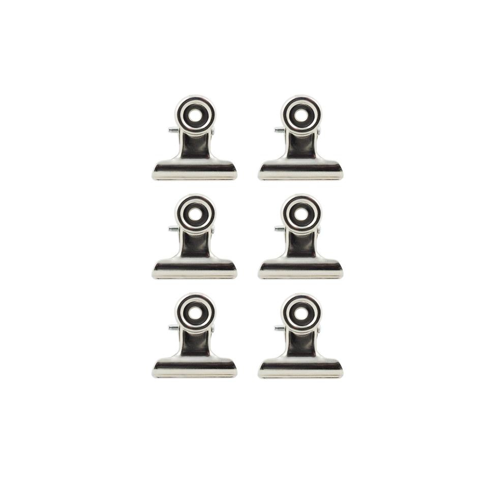 Set 6 clipsuri magnetice-  Medium Bulldog Clip -Silver | Romanowski Design