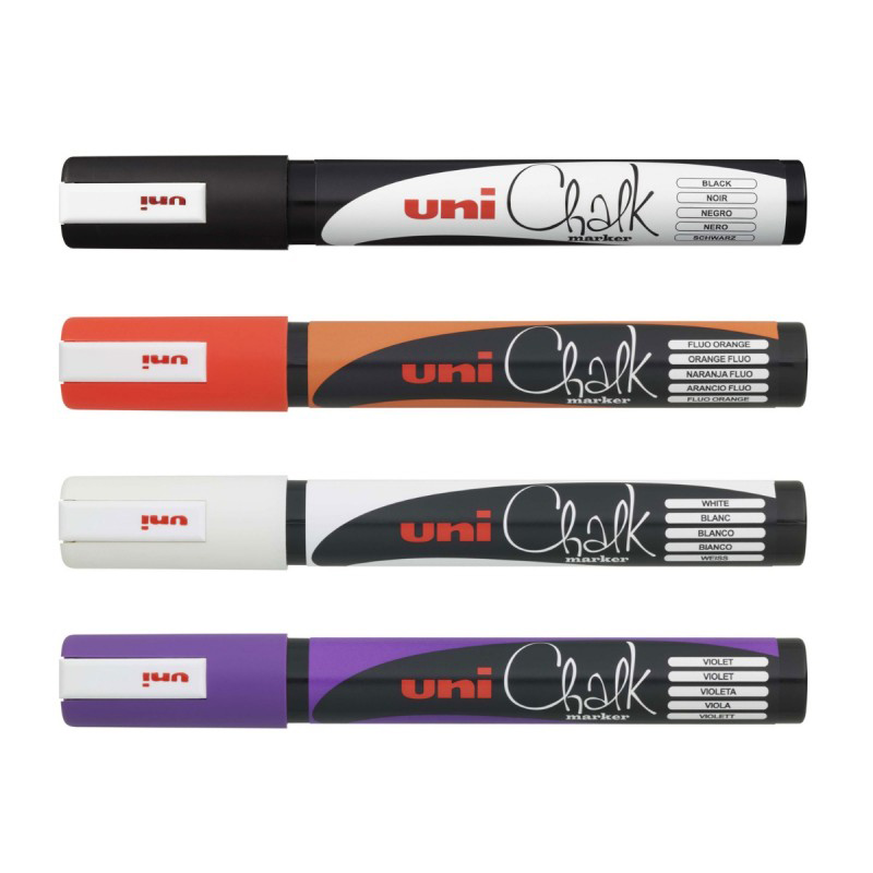 Set 4 markere cu creta - Chalk Marker PWE-5M Halloween, 1.8-2.5mm | Uni