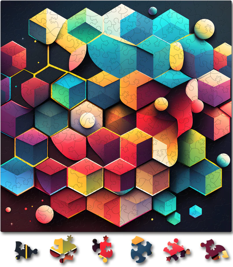 Puzzle din lemn - Abstract - Hexagonix | Woodmix Puzzles