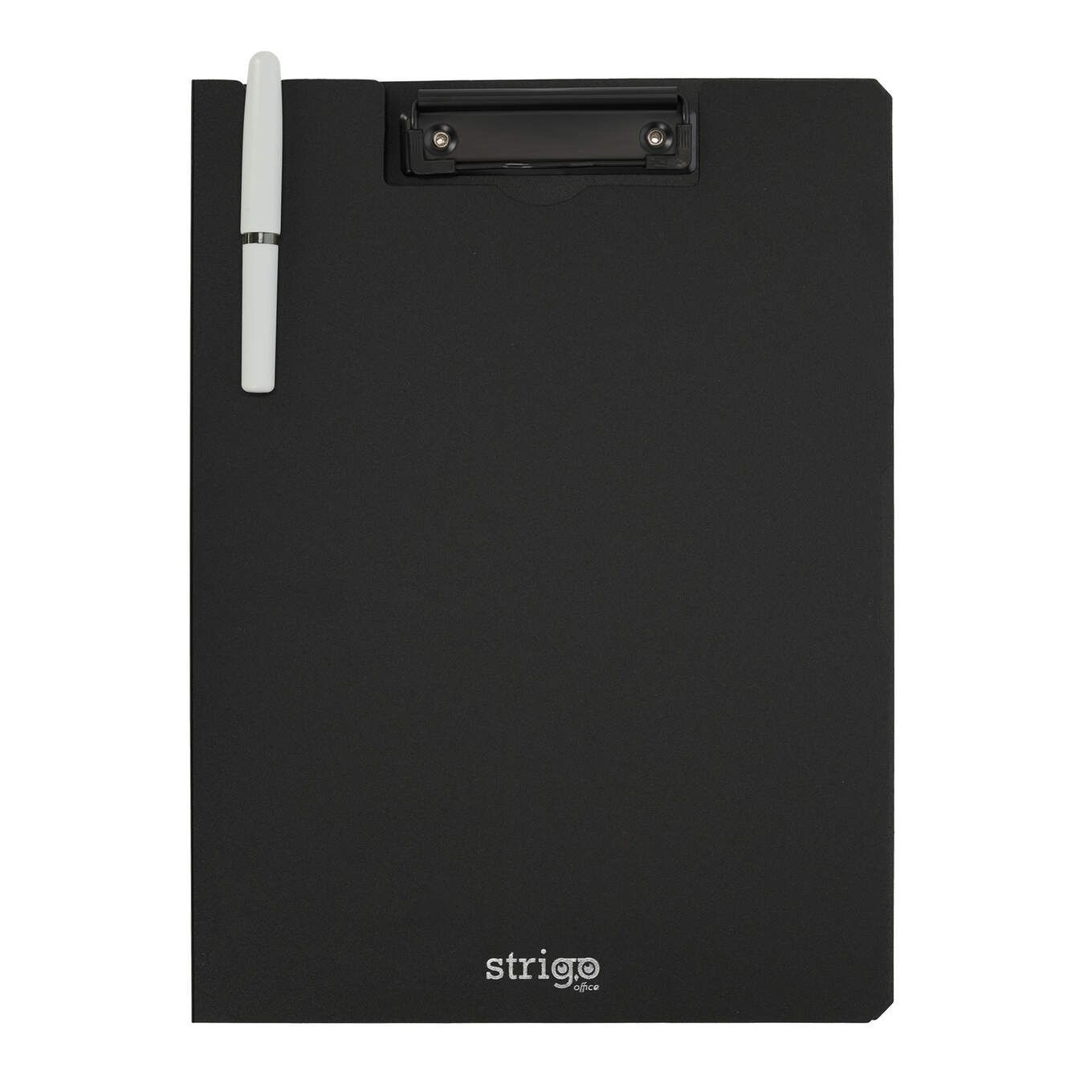 Clipboard Strigo A4, cu suport pentru pix - Negru | Strigo