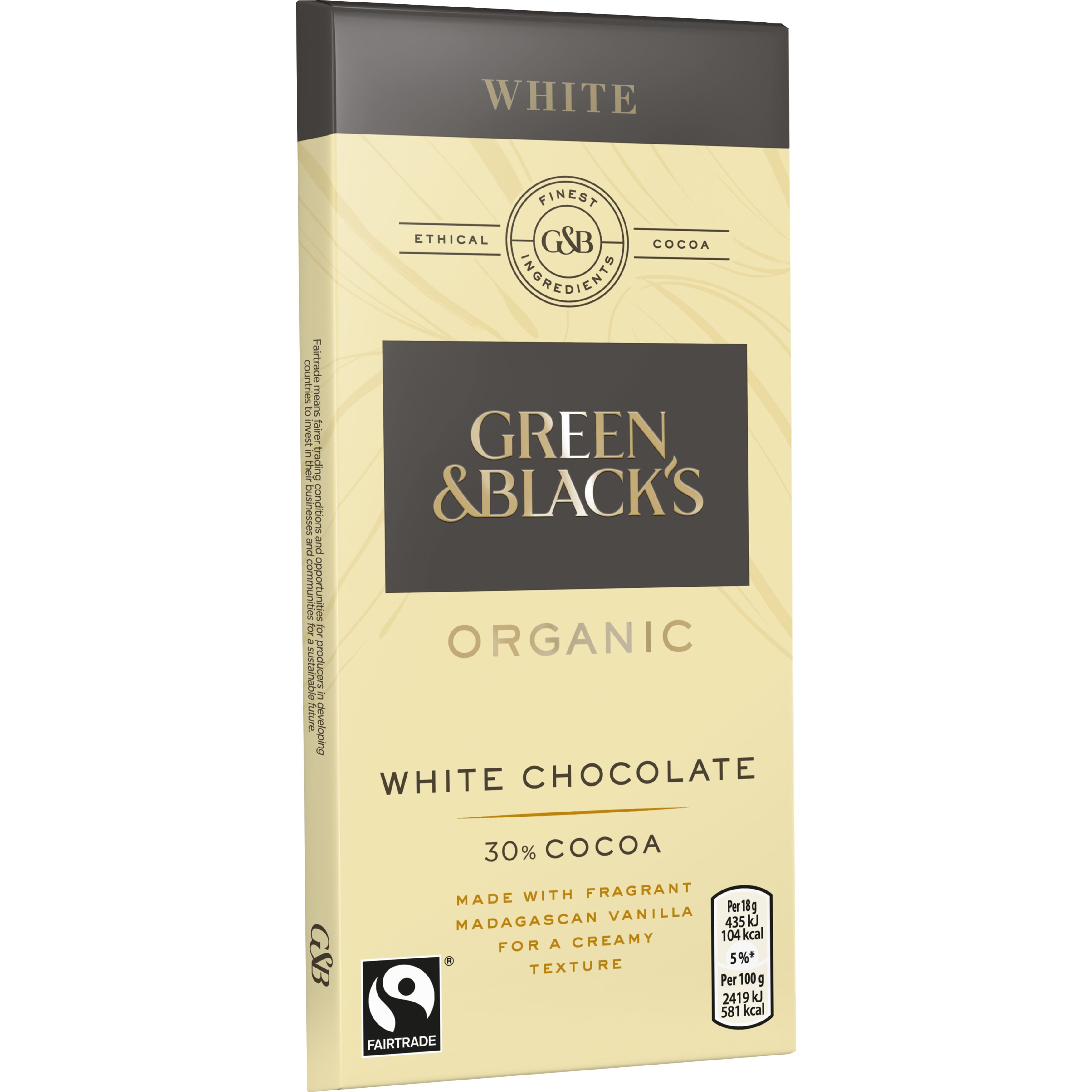 Ciocolata - 30% Cocoa White Chocolate, Organic 90g | Green&Black's