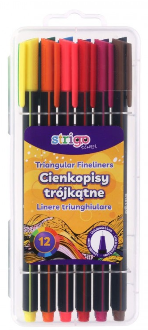 Set 12 culori - Fineliners - Triunghiulare | Strigo