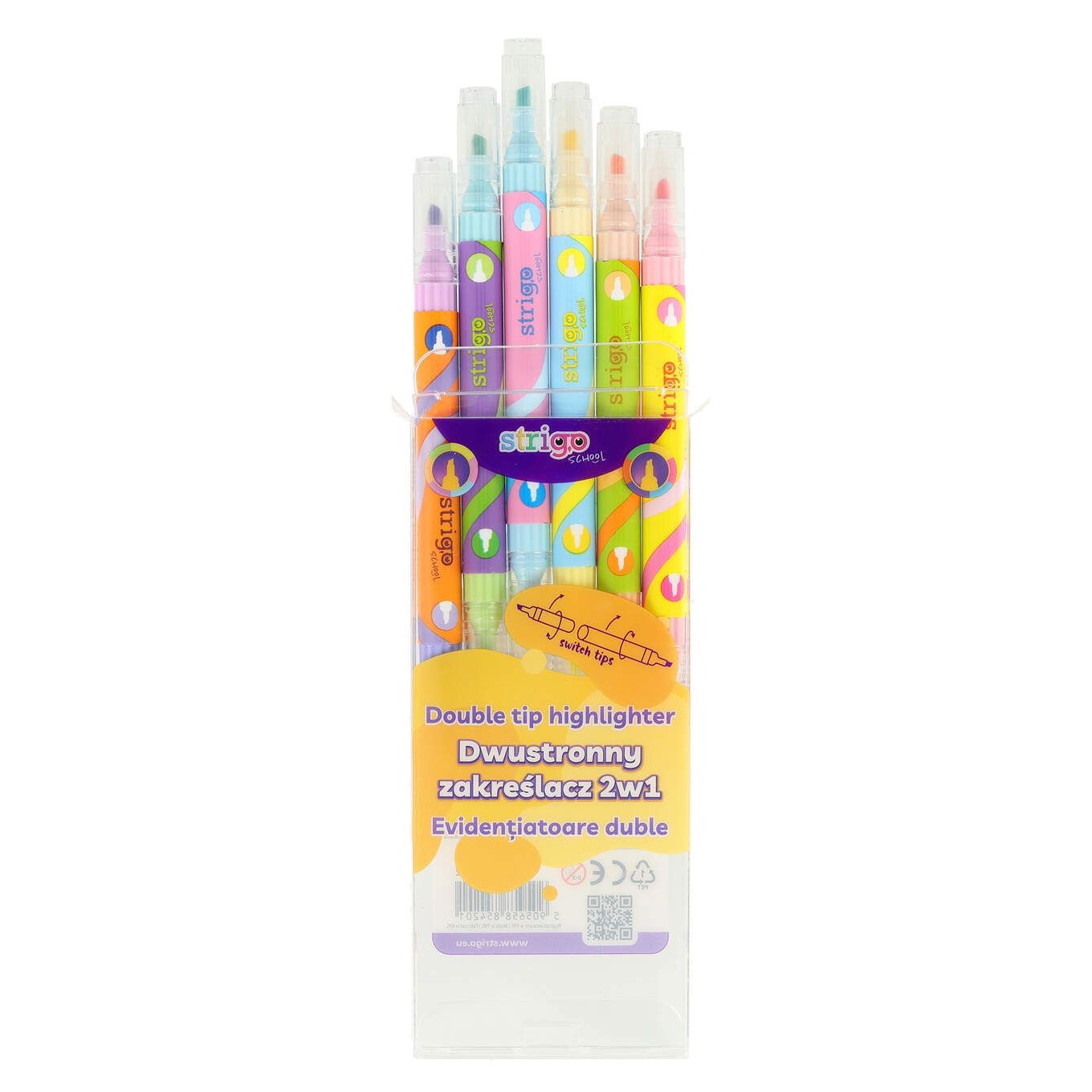 Set 6 markere evidentiatoare duble - 2 in 1 - Multicolor | Strigo