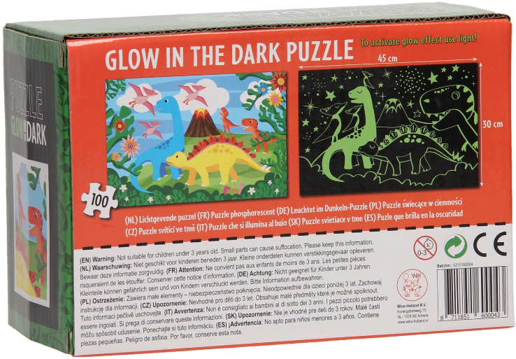 Puzzle fosforescent, 100 piese - Dino | Wins Holland
