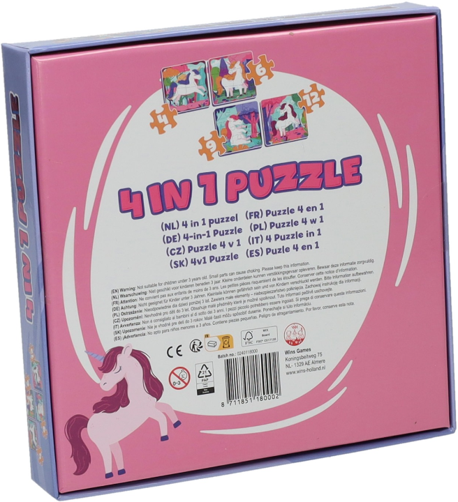 Puzzle 4in1, 31 piese - Unicorn | Wins Holland