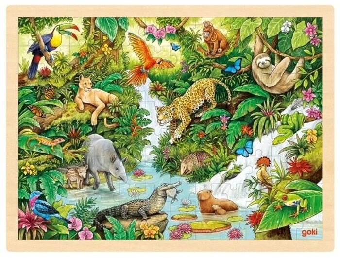 Puzzle din lemn - In jungla, 96 piese | Goki