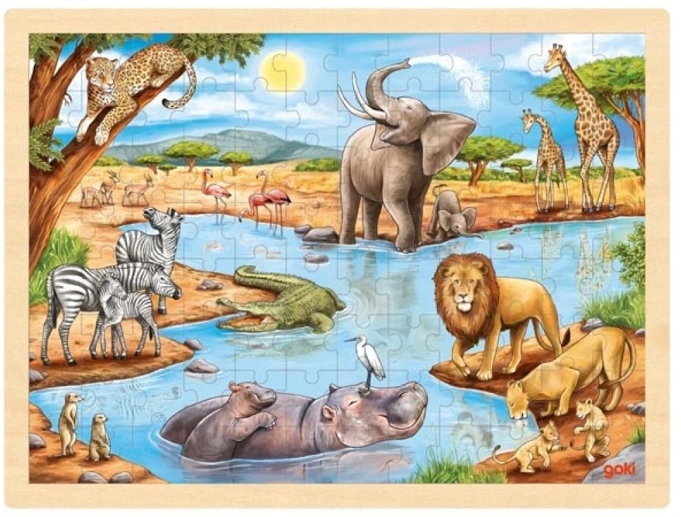 Puzzle din lemn - Savana africana, 96 piese | Goki