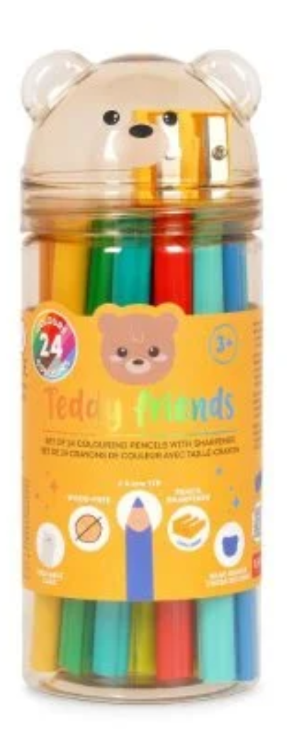 Set 24 creioane colorate + ascutitoare - Teddy Friends - Teddy Bear | Legami