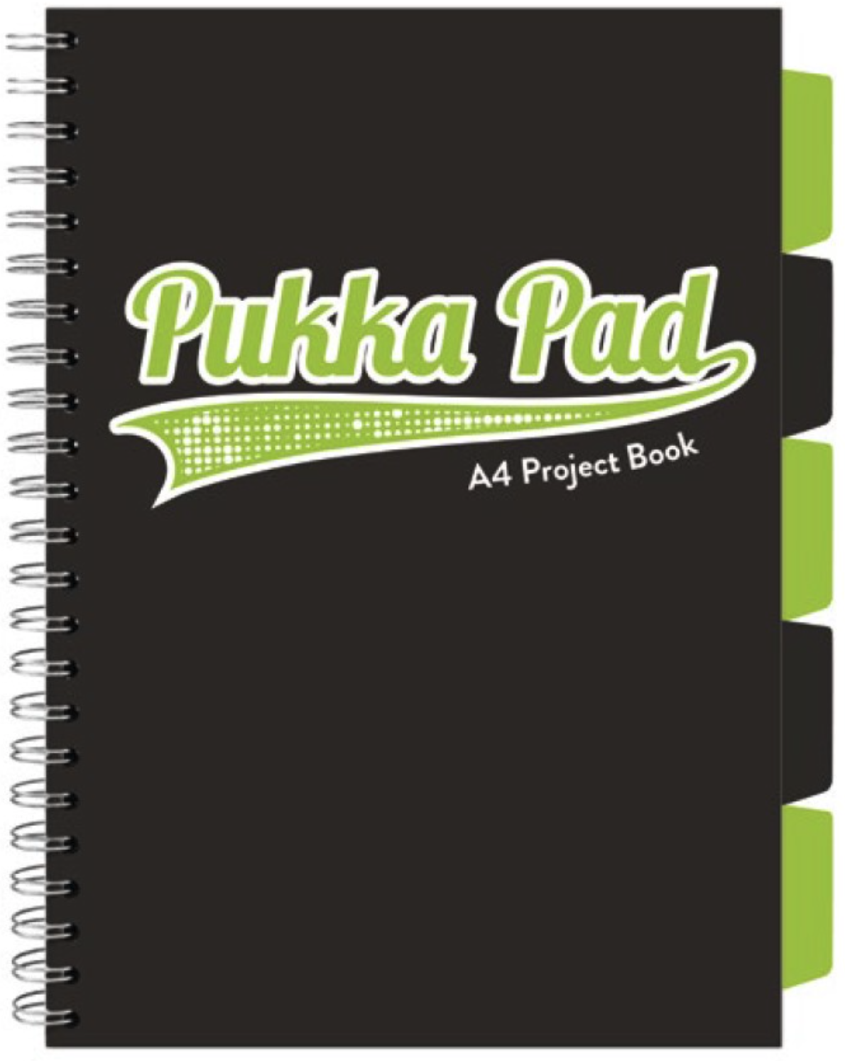 Caiet matematica cu spirala si separatoare A4 (100 file) - Pukka Pad Project Book (Negru & Verde) | Pukka Pad