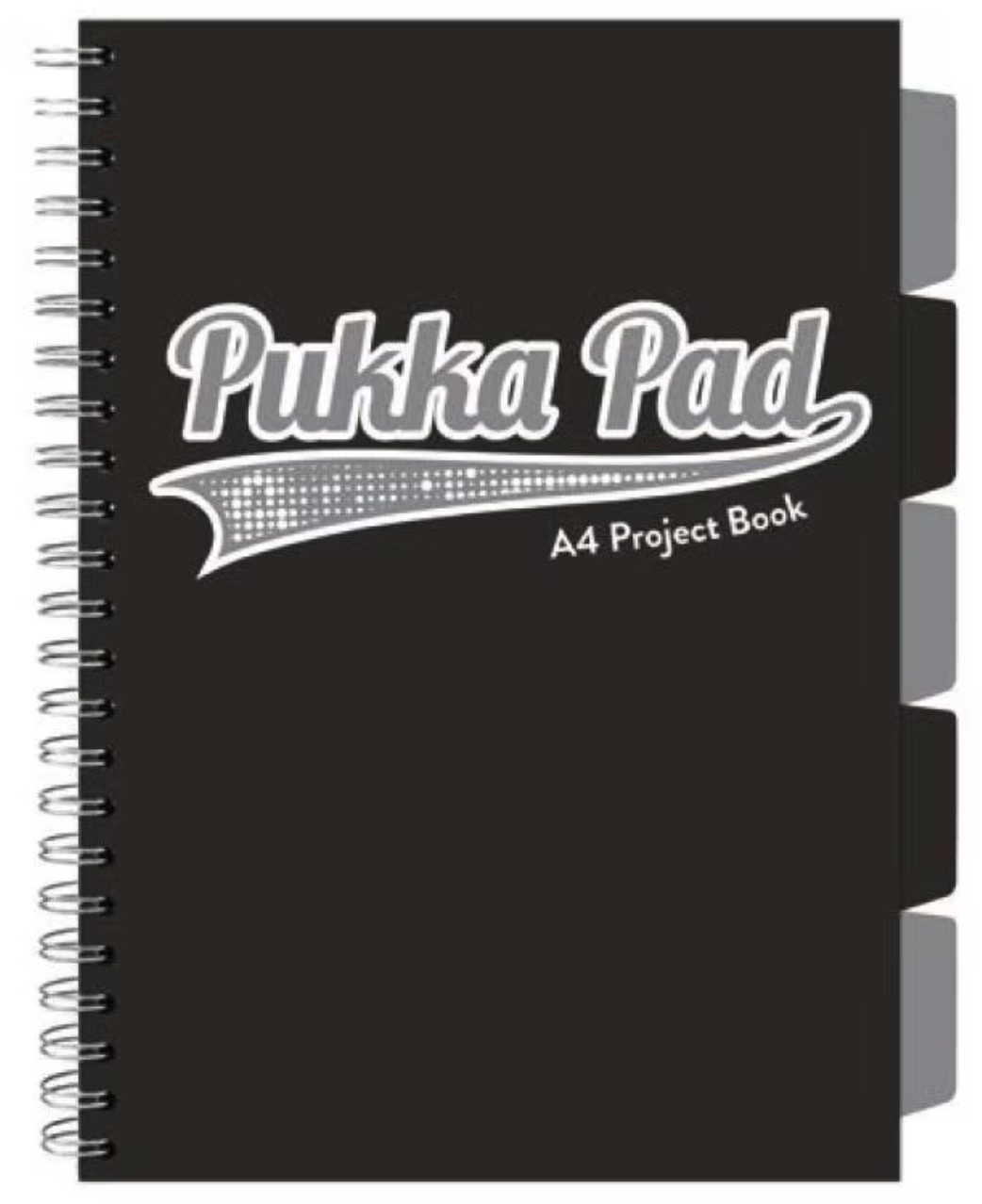 Caiet matematica cu spirala si separatoare A4 (100 file) - Pukka Pad Project Book (Negru) | Pukka Pad
