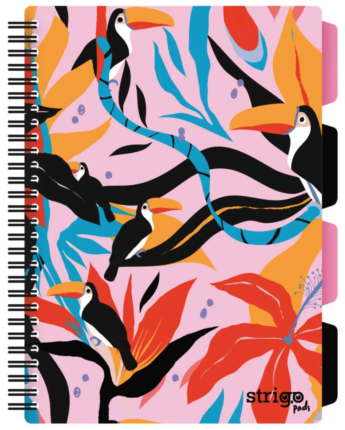 Caiet matematica cu spirala si separatoare B5 (100 file) - Strigo Pads Project Book (Jungle) | Strigo