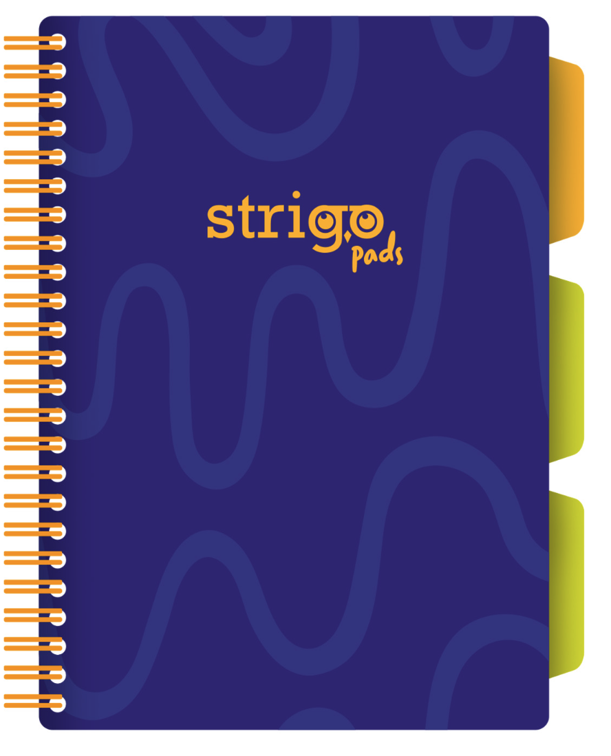 Caiet dictando cu spirala si separatoare A5 (100 file) - Strigo Pads Project Book (Albastru Neon) | Strigo