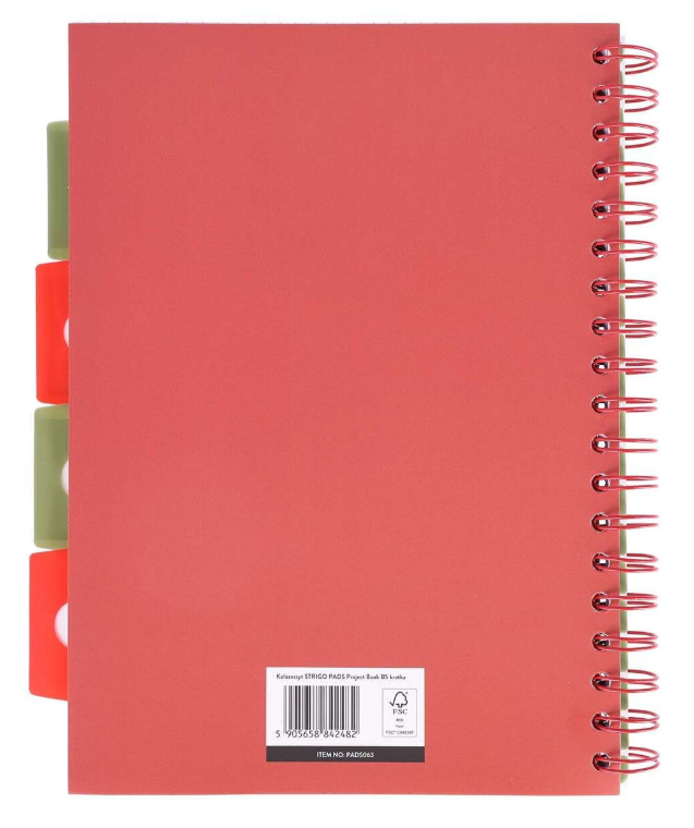 Caiet matematica cu spirala si separatoare B5 - Strigo Pads Project Book (Tropical) | Strigo