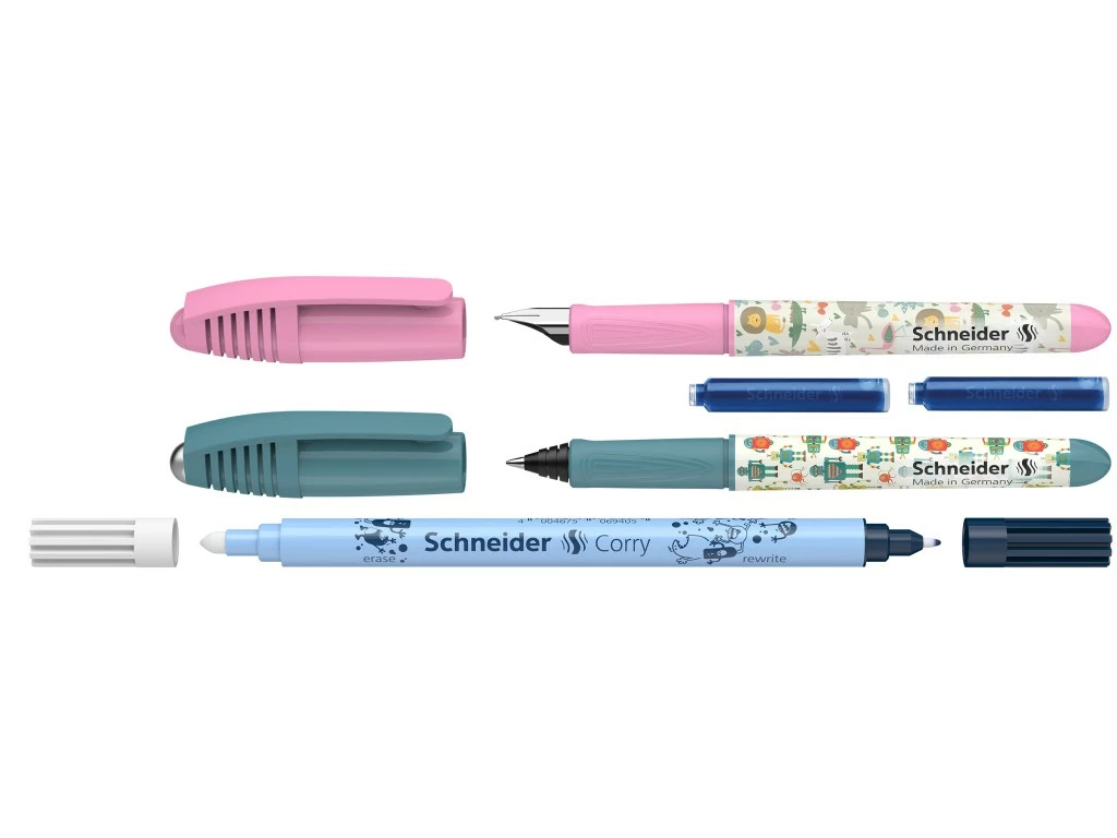 Set - Stilou + Roller Schneider Zippi + Pic Corry + 2 rezerve, Roz | Schneider