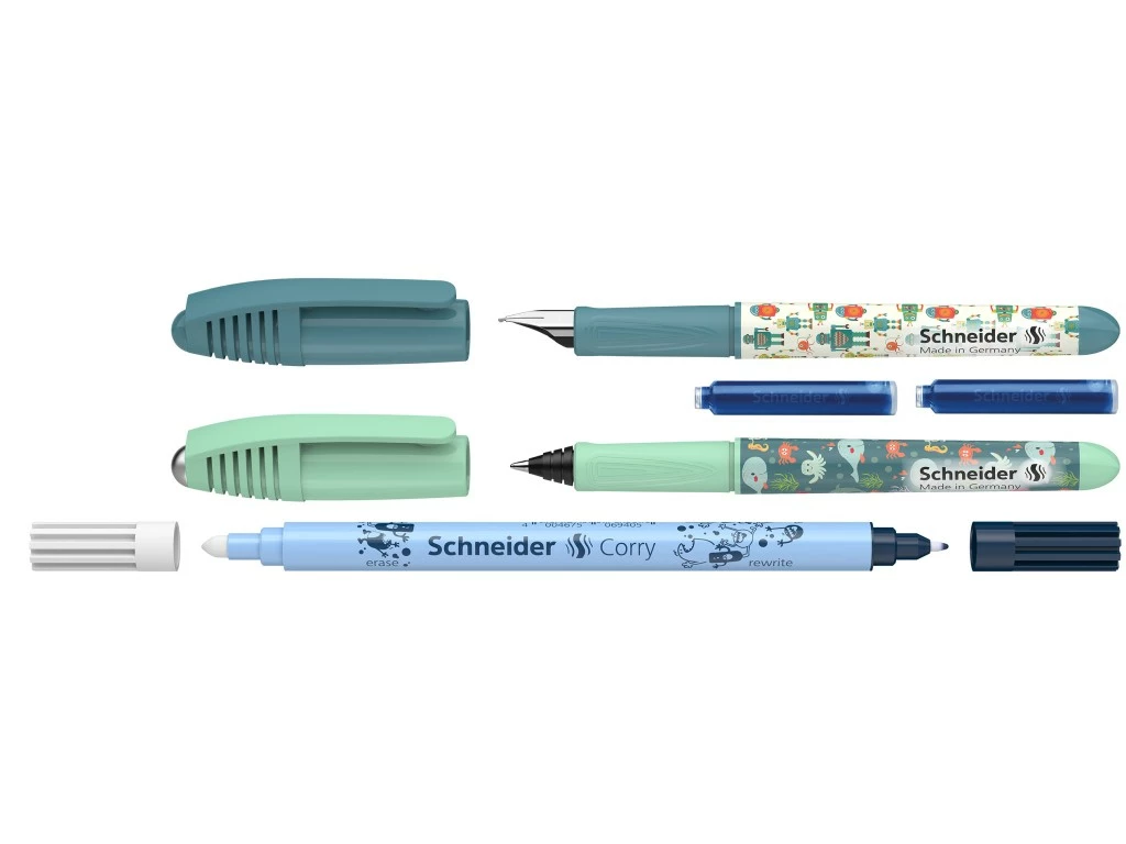 Set - Stilou + Roller Schneider Zippi + Pic Corry + 2 rezerve, Verde | Schneider