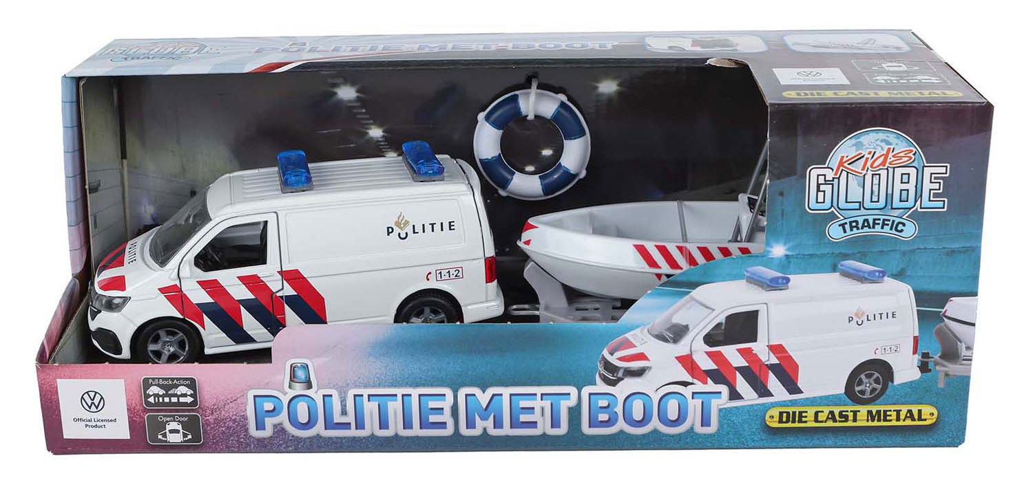 Set masina de politie cu trailer + barca VM520419 | Diecast