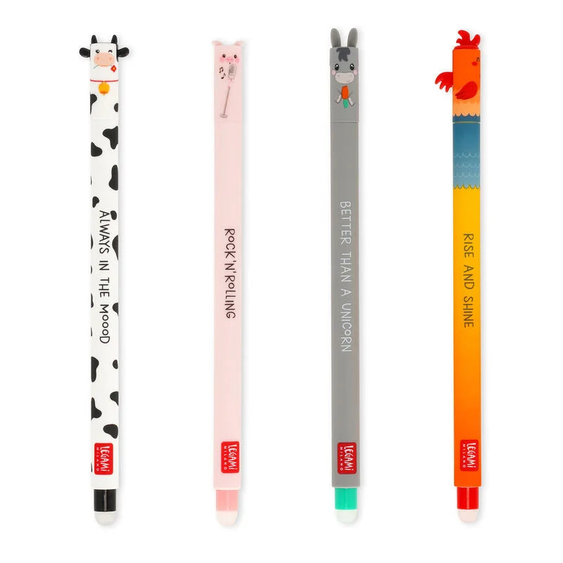 Set 4 pixuri cu radiera - Animale de la ferma | Legami