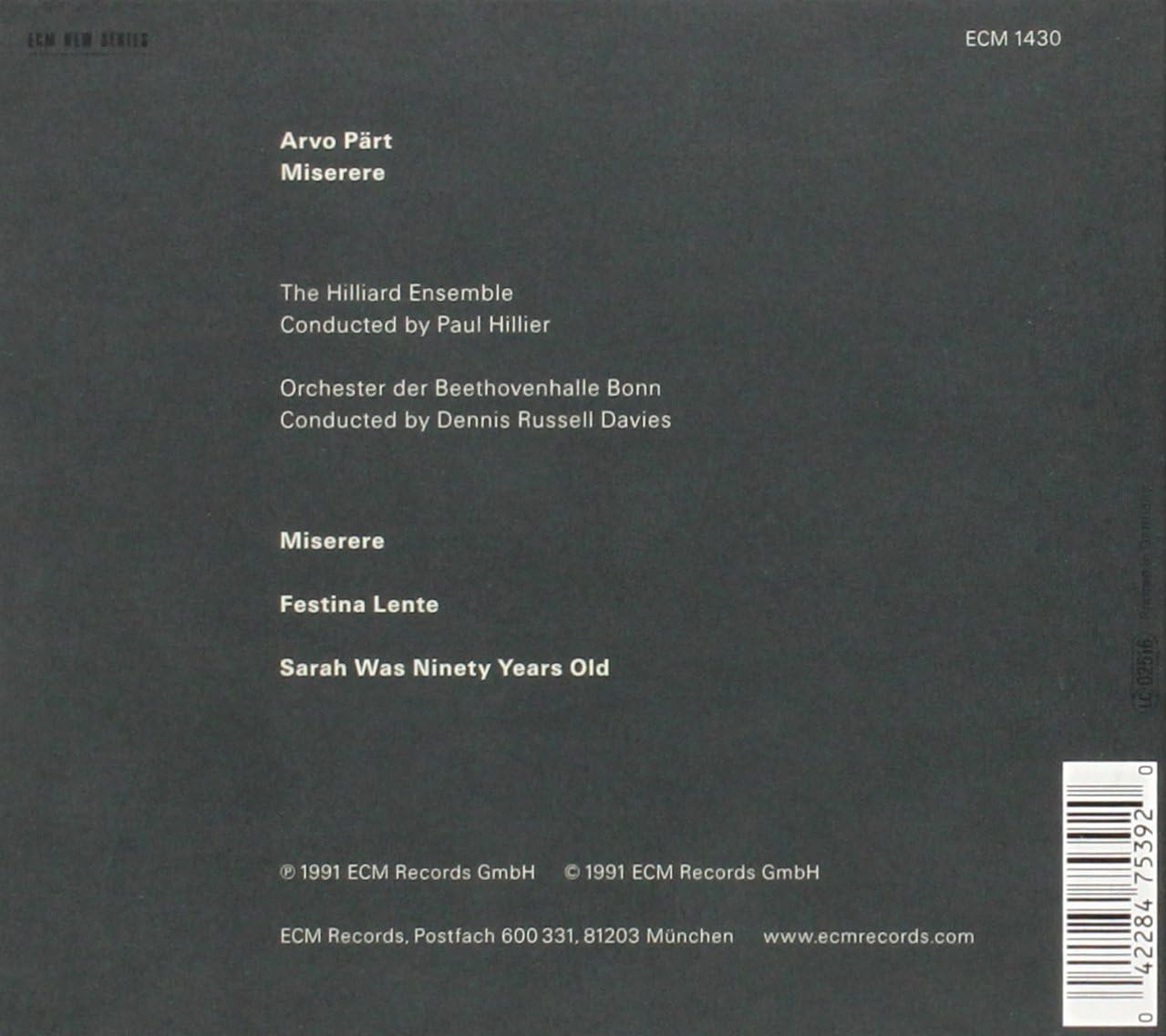 Arvo Part: Miserere | The Hilliard Ensemble, Orchester Der Beethovenhalle Bonn