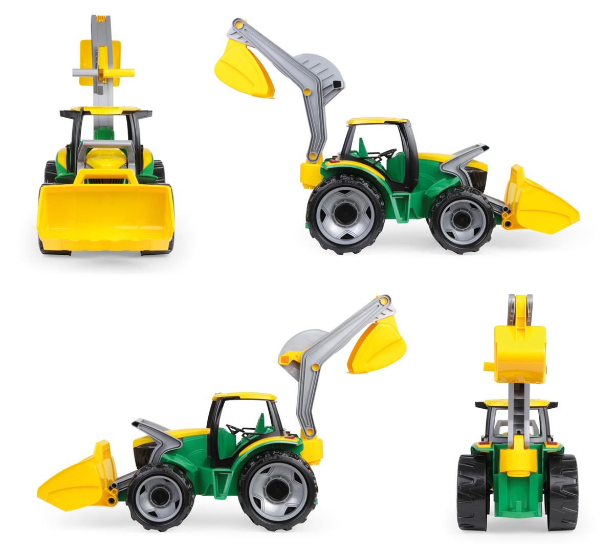 Jucarie - Giga Trucks - Tractor with Bucket and Digger, green and yellow | Lena