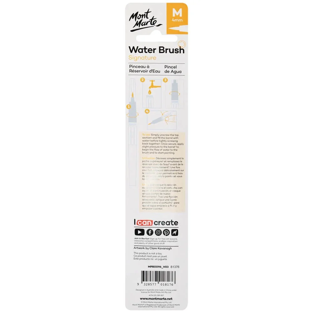Pensula cu rezervor pentru apa - varf M, 4 mm | Mont Marte