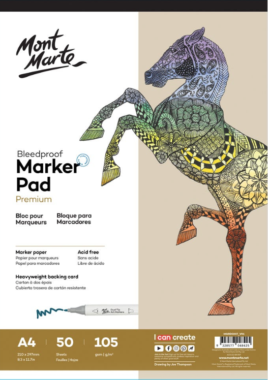 Bloc de desen pentru markere - Bleedprof Marker Pad, A4 | Mont Marte