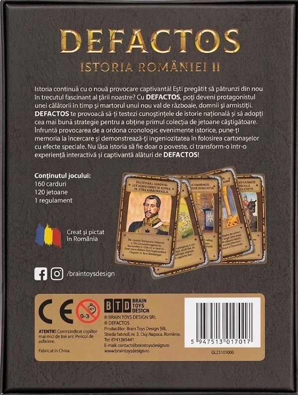 Joc de societate - Defactos - Istoria Romaniei II | Brand Toys Desing