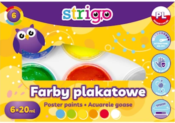 Set 6 acuarele guase in borcan | Strigo