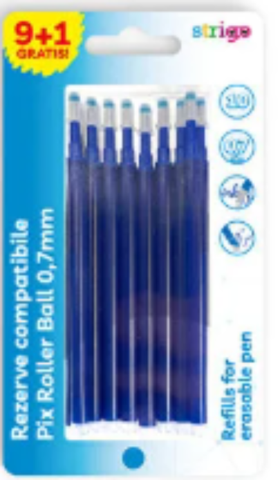 Blister 10 rezerve cu stergere + Mina 0.7 mm | Strigo