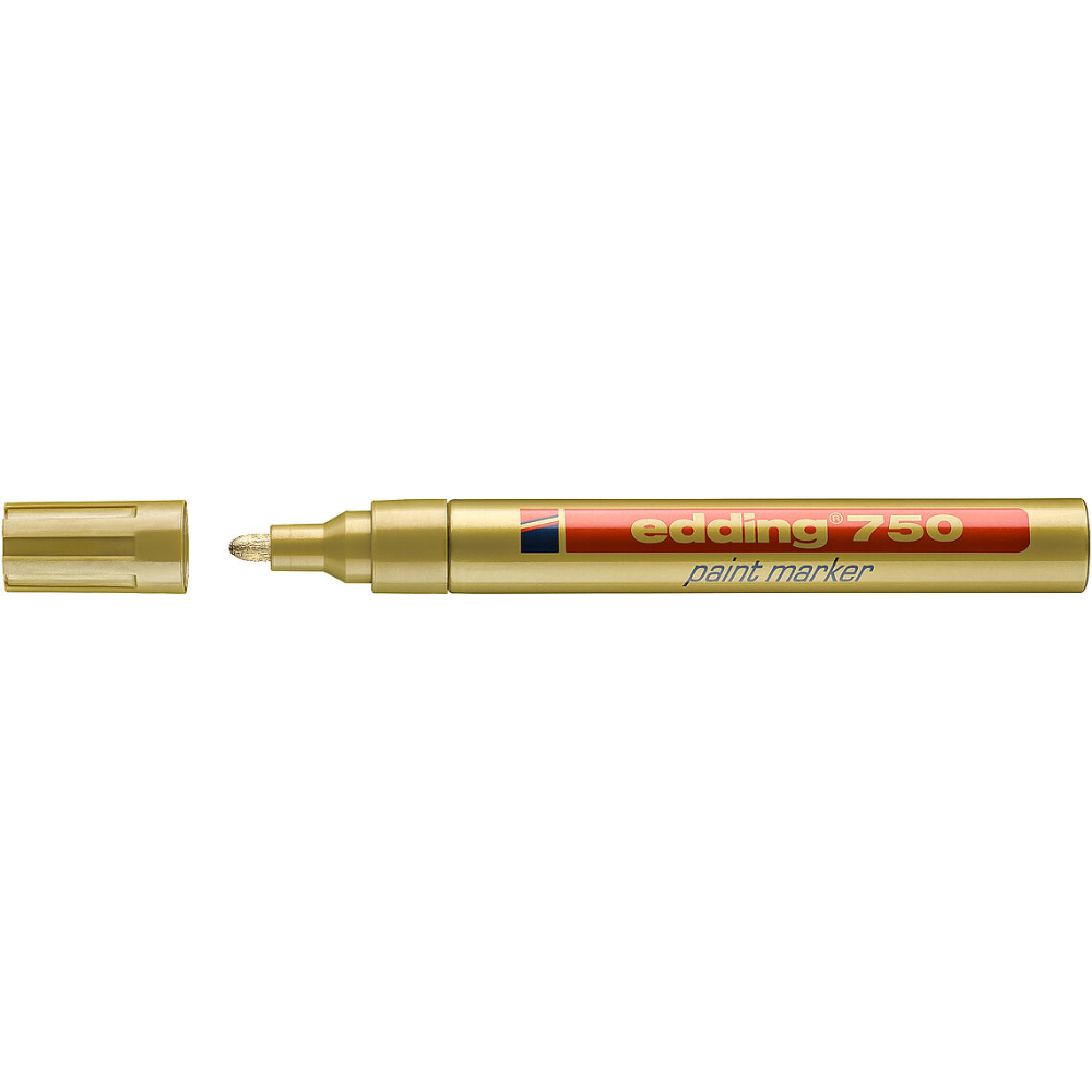Marker permanent Edding 750, corp metalic, varf rotund, 2-4 mm, cu vopsea aurie