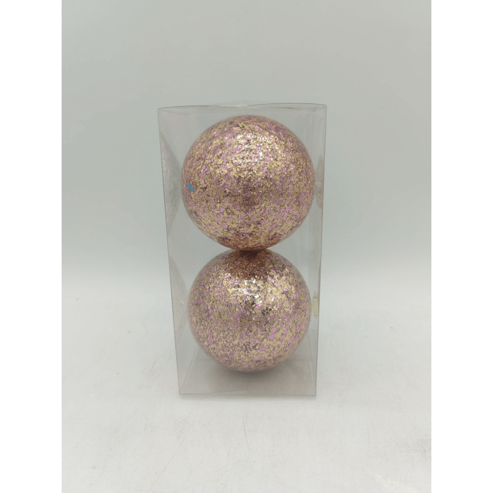 Set 2 globuri decorative de Craciun, plastic, champanie satinat, 10 cm