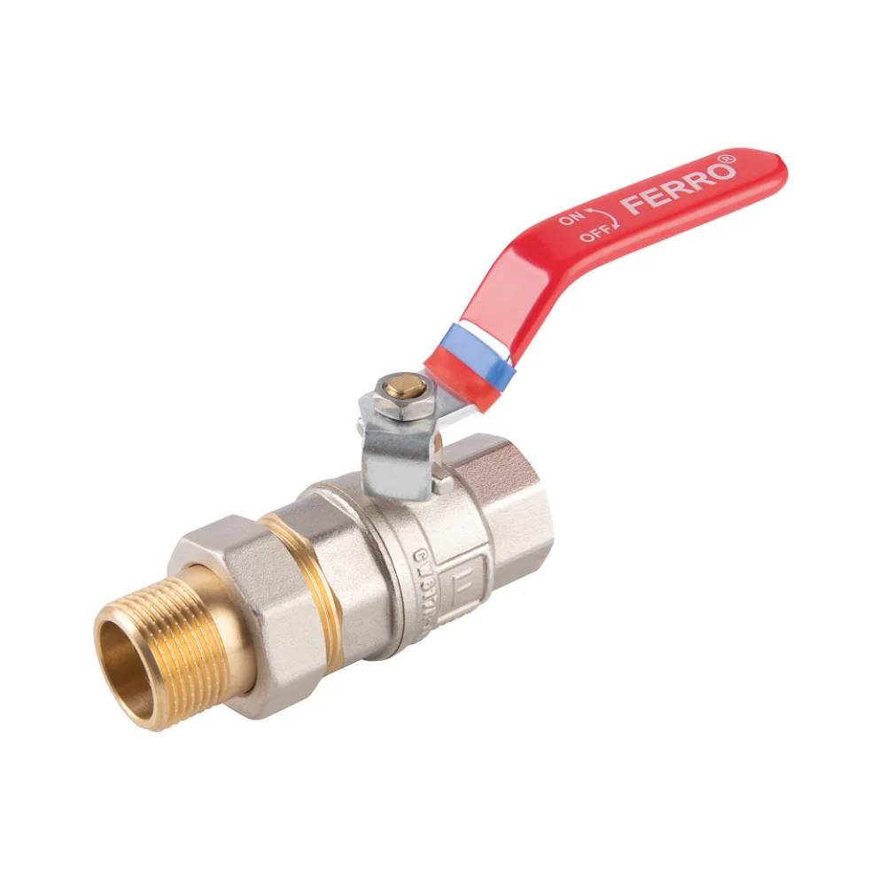 Robinet cu bila si olandez Ferro KFPS41, filet interior-exterior, alama, maner levier, 1 1/4