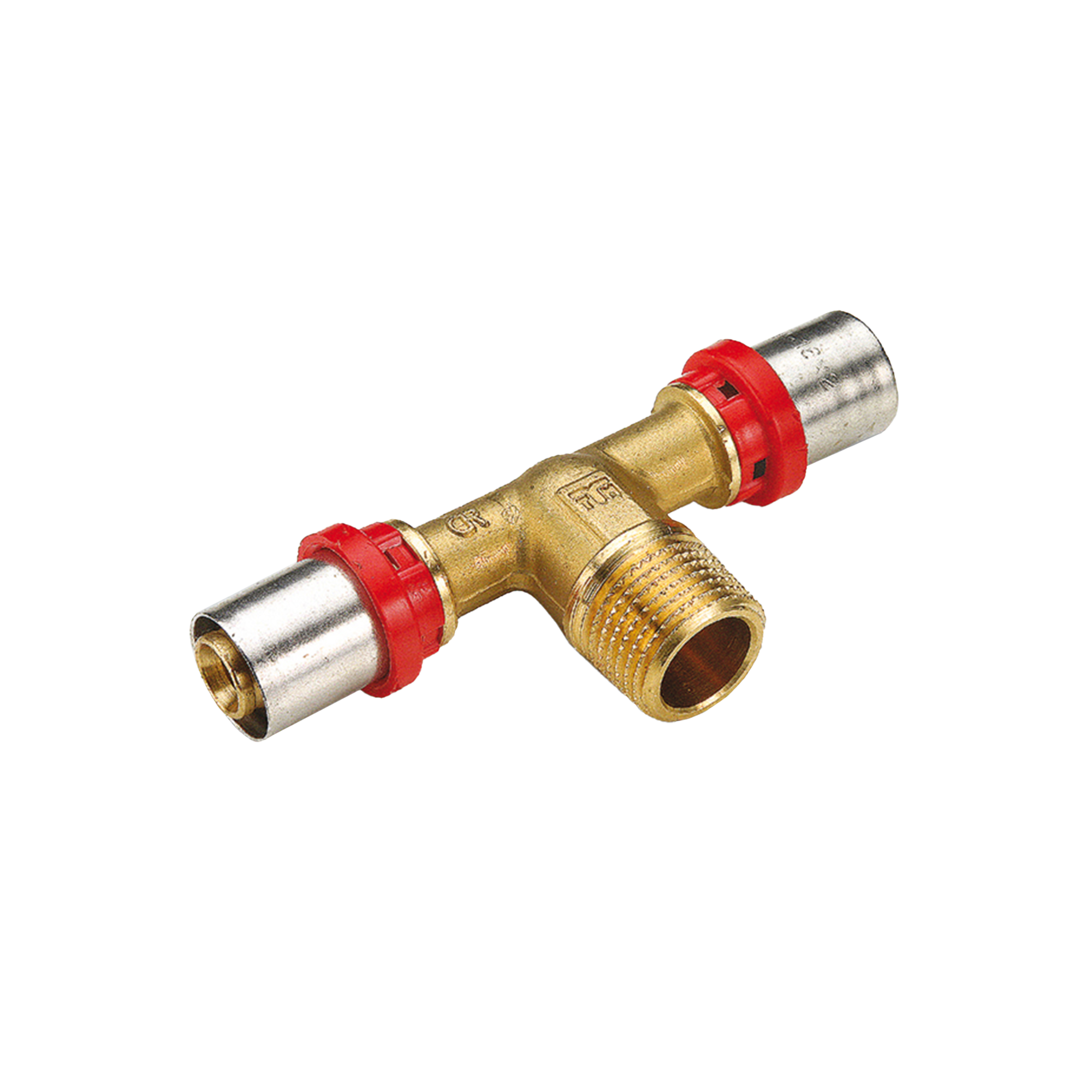 Teu redus cu presare multistrat Tiemme, filet exterior, alama, diametru 20 x 20 mm x racord 3/4